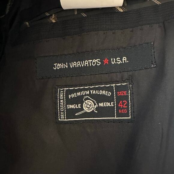 John Varvatos Plaid Wool Blazer Men's Black Size 42R - Picture 3 of 4